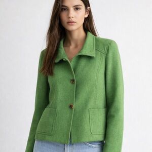 Nina McLemore Tailored Wool Blazer Jacket with Silk Lining in Green